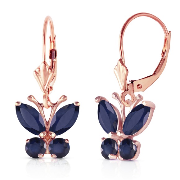 Galaxy Gold Products Jewelry - 14K. SOLID GOLD BUTTERFLY EARRING WITH SAPPHIRES